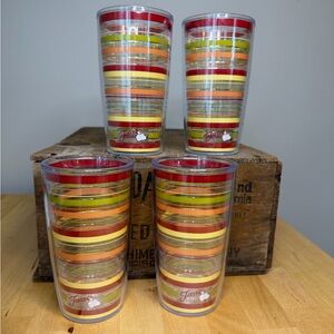 Fiesta Tervis Double Walled Insulated Tumblers  Sunny Stripes 16oz - Set of 4